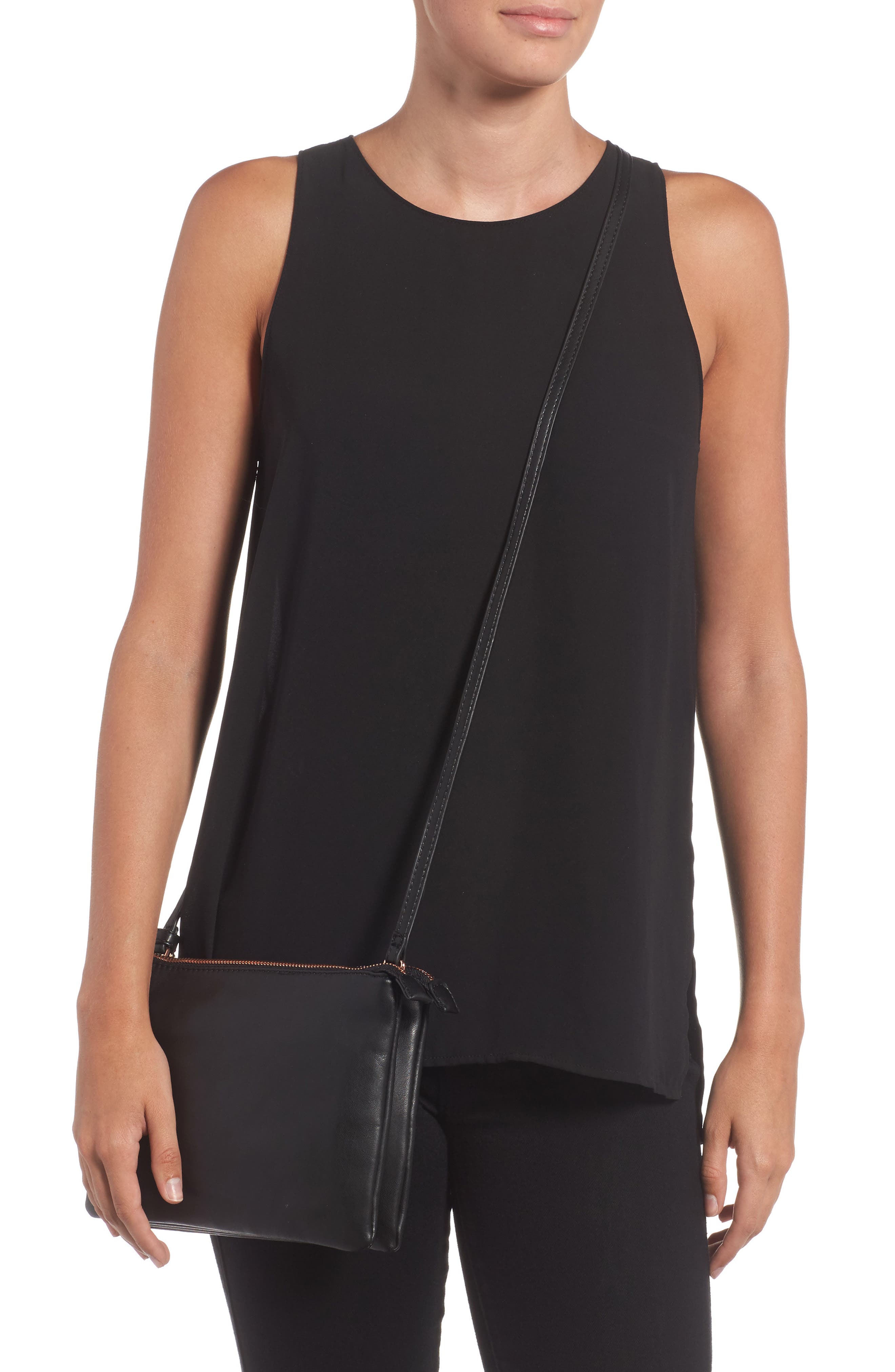 Madden Faux Leather Pouch Crossbody Bag, Alternate, color, BLACK