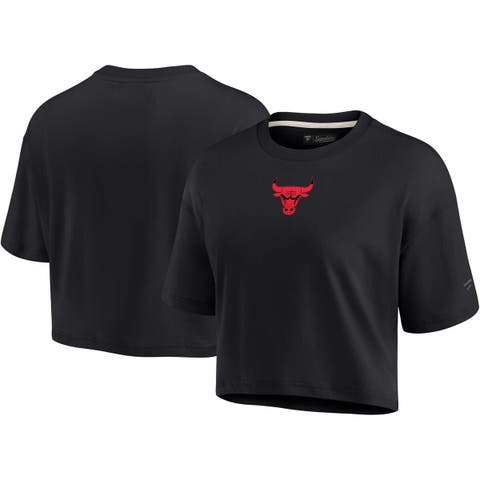 Women's Fanatics Signature Black Chicago Bulls Elements Super Soft Boxy Cropped T-Shirt