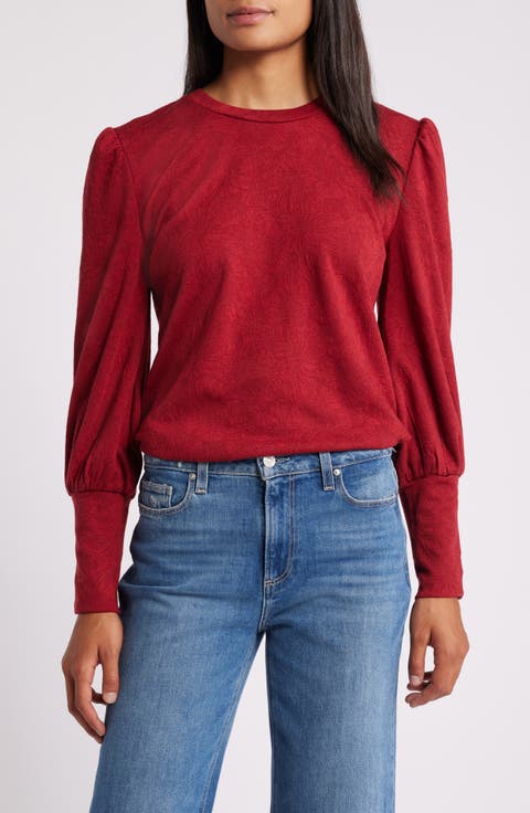 Jacquard Balloon Sleeve Sweater