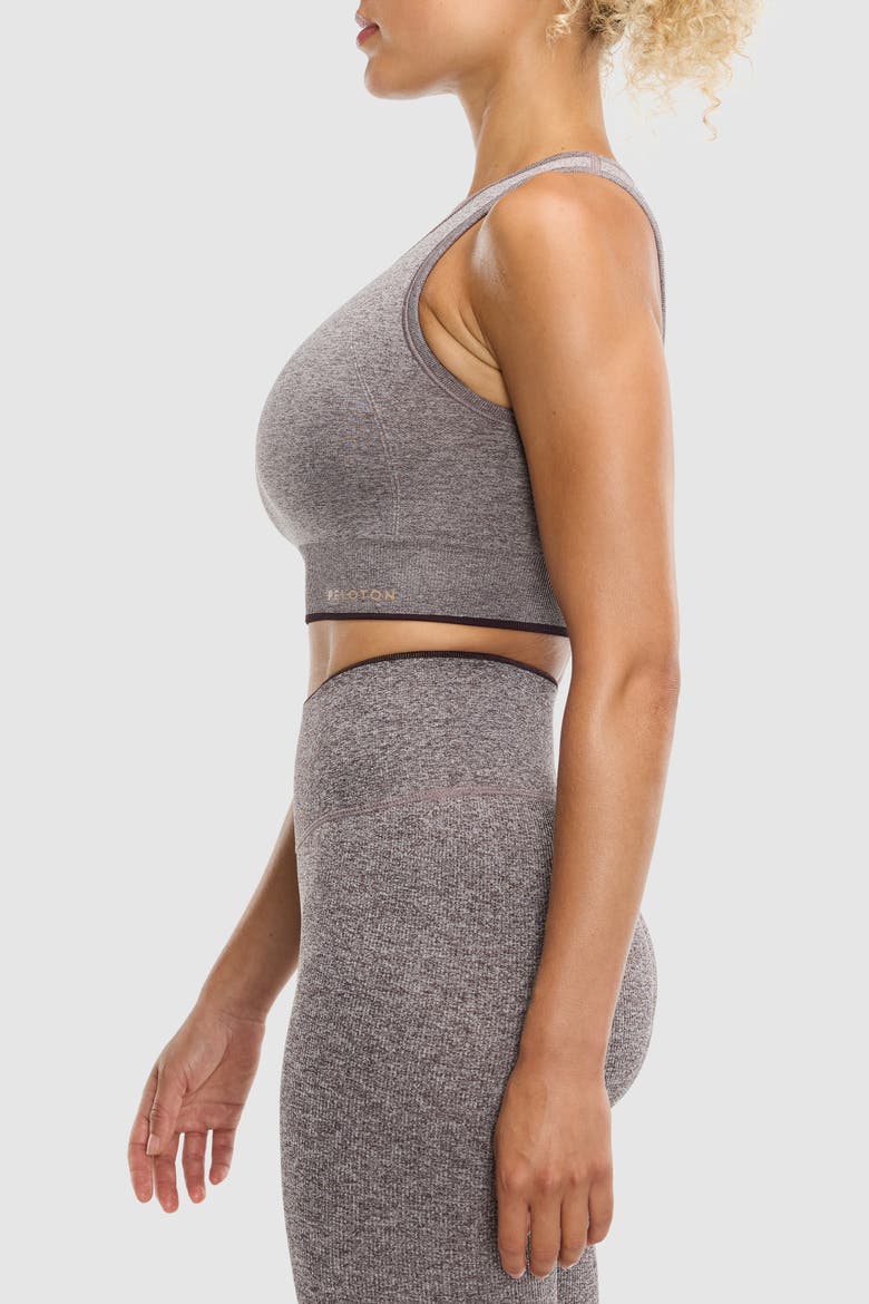 Seamless Melange High Neck Bra, Alternate, color, Cocoa