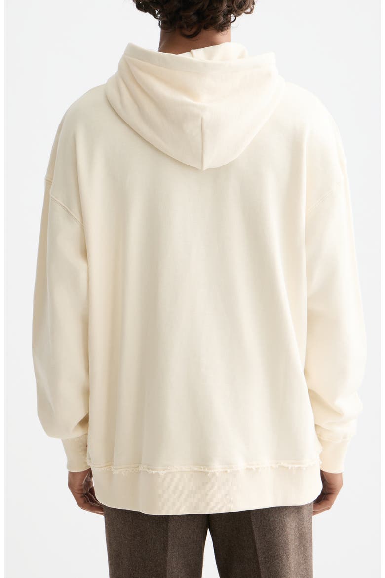 Loose Fit Embroidered Cotton Fleece Hoodie, Alternate, color, EGGNOG