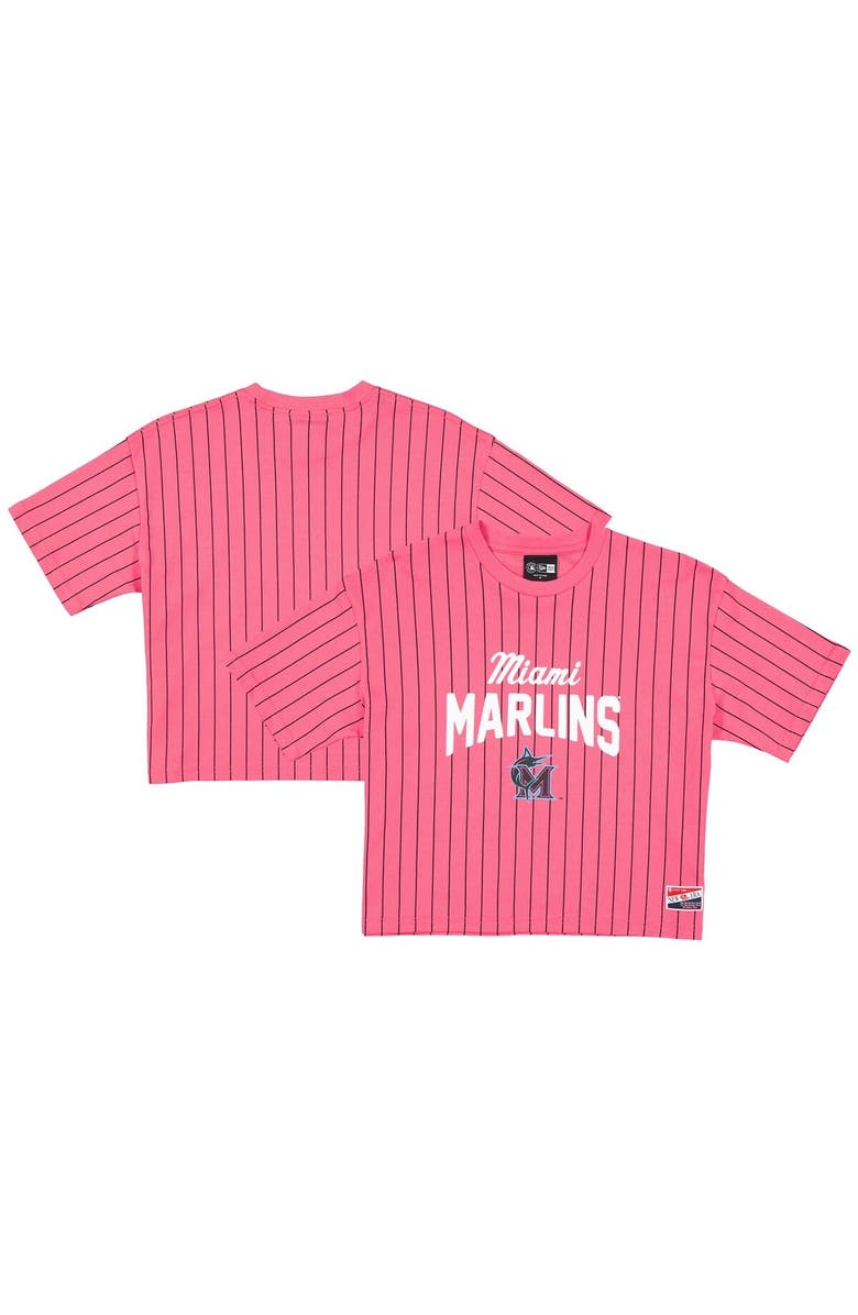 New Era Women's New Era Pink Miami Marlins 2025 City Connect Pinstripe T-Shirt, Main, color, Pink