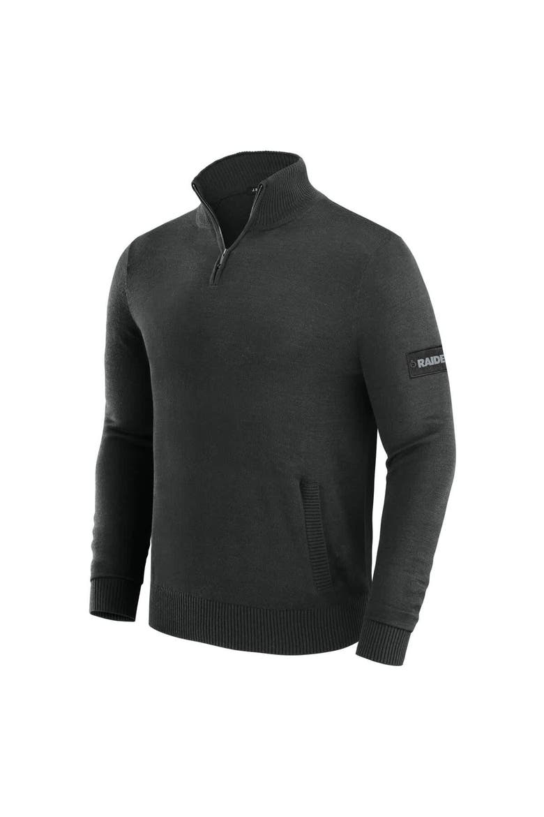 Men's J. Palmer Black Las Vegas Raiders Franchise Quarter-Zip Sweater, Alternate, color, Black