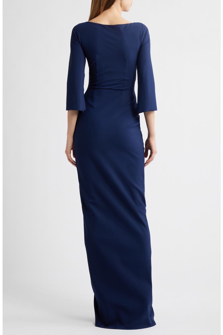 Zalfa Ruched Faux Wrap Dress, Alternate, color, BLUE NOTTE