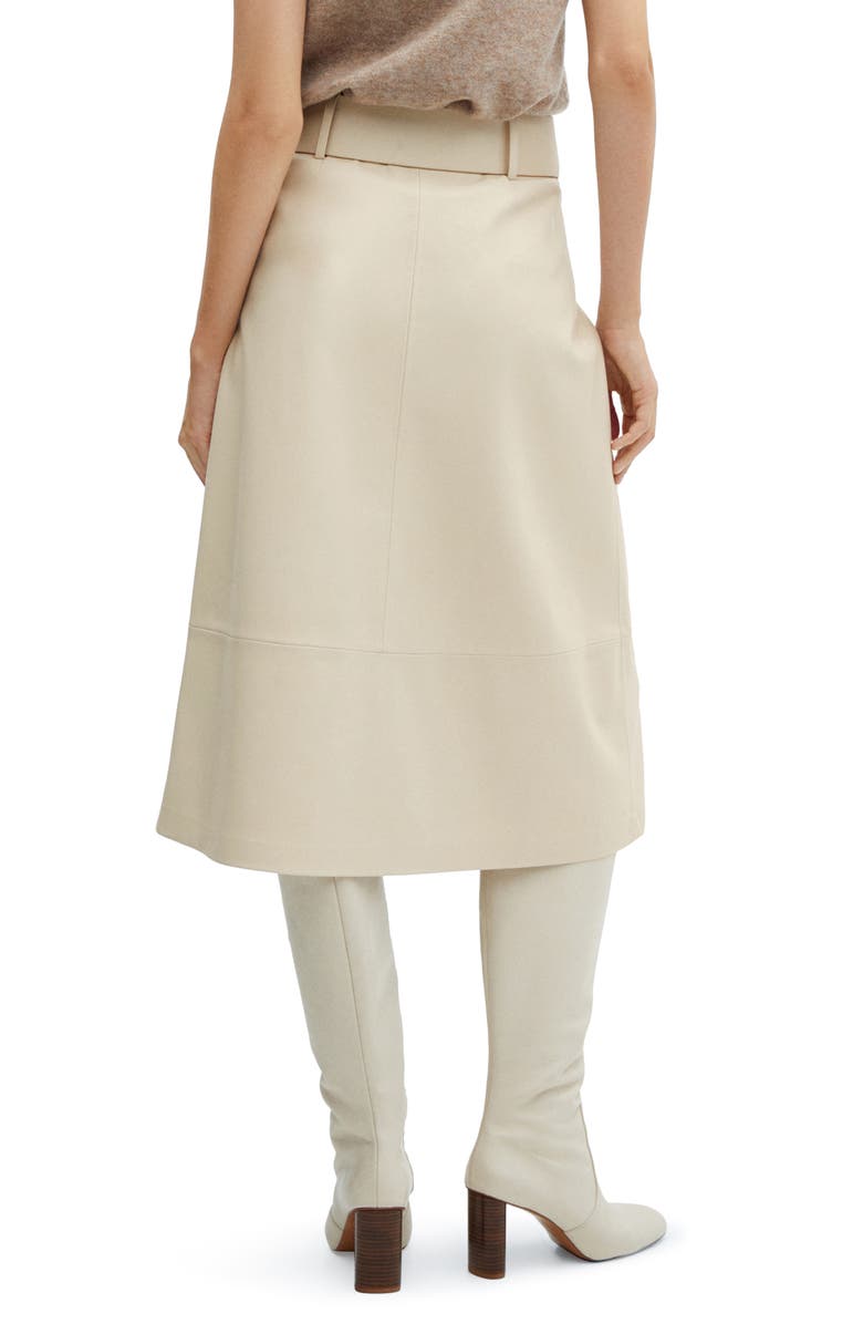 MANGO Faux Leather Belted Skirt, Alternate, color, 