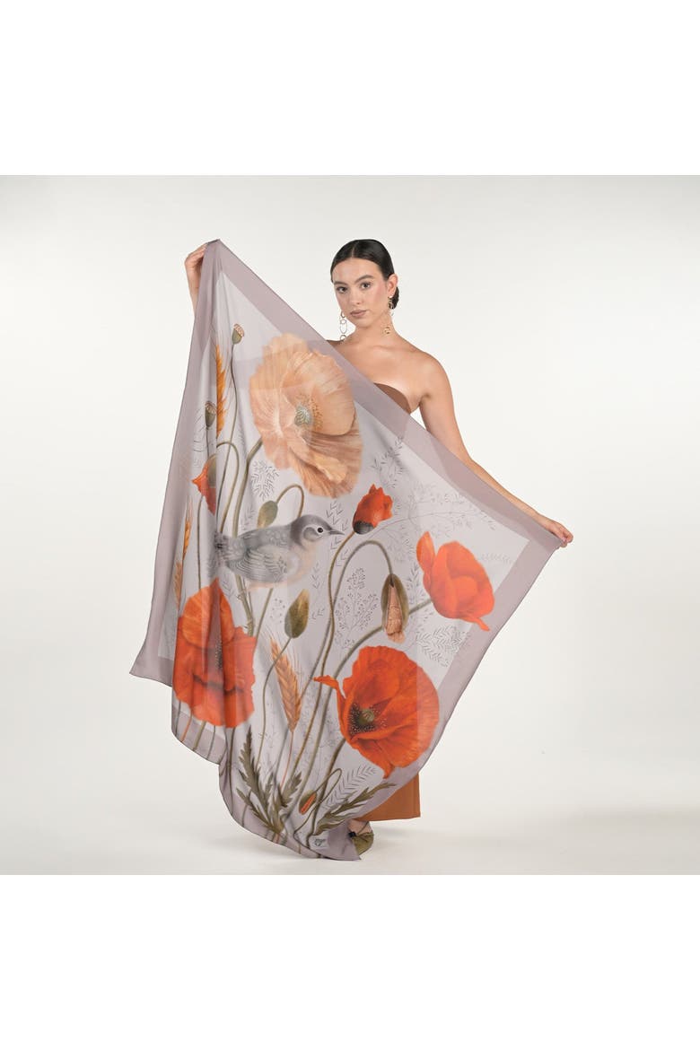 Poppy Scarf, Alternate, color, Grey