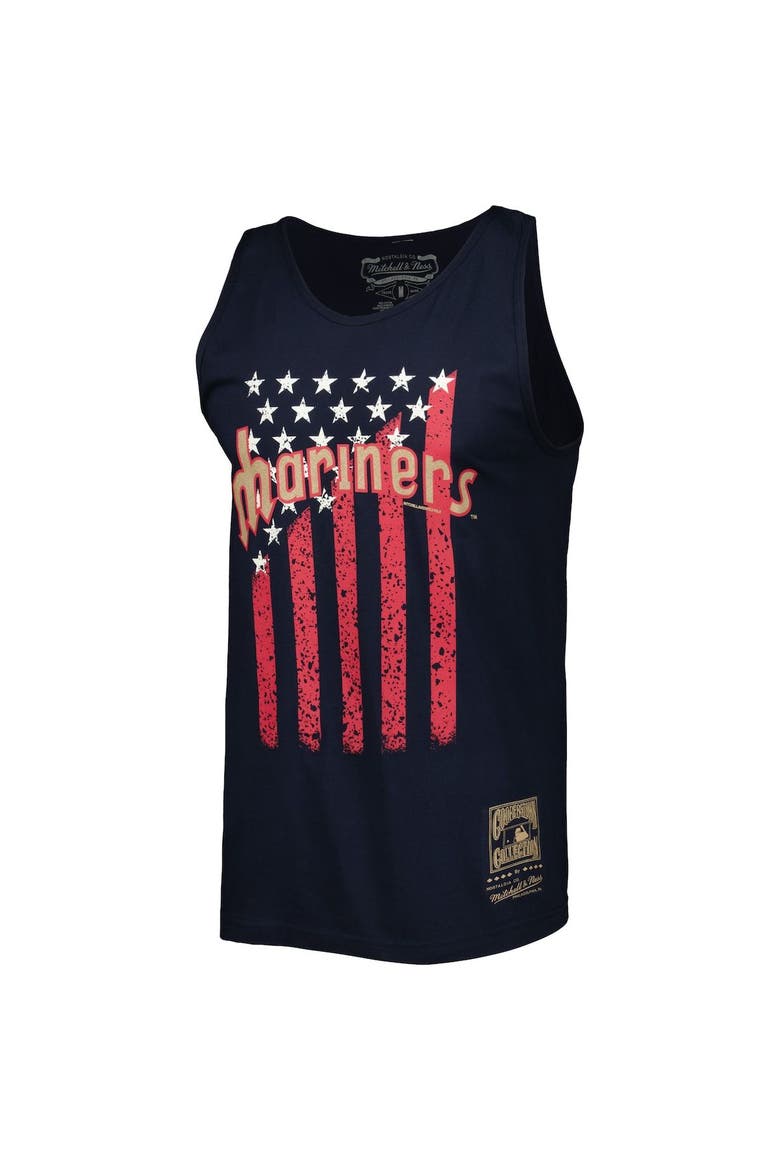 Men's Mitchell & Ness Navy Seattle Mariners Cooperstown Collection Stars and Stripes Tank Top, Alternate, color, Navy