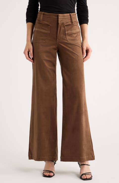 Wide Leg Faux Suede Pants