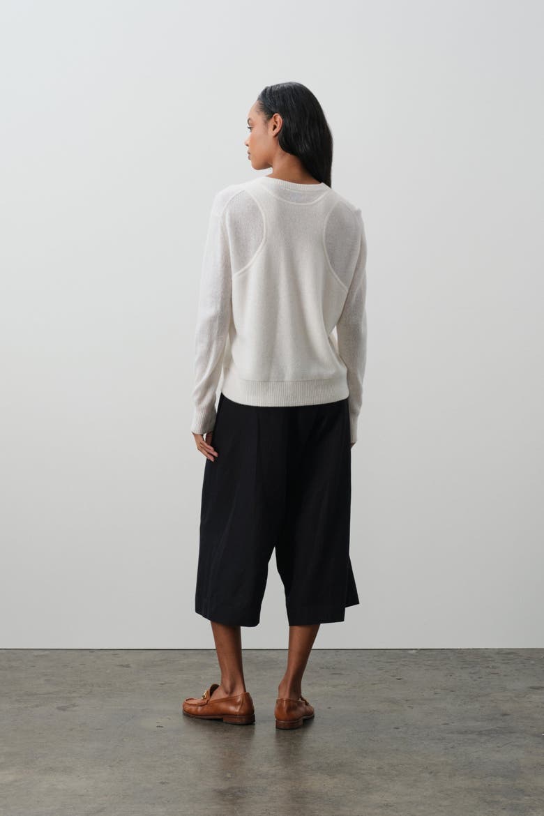 Rafaela Trompe L'oeil Cashmere Crewneck, Alternate, color, ECRU