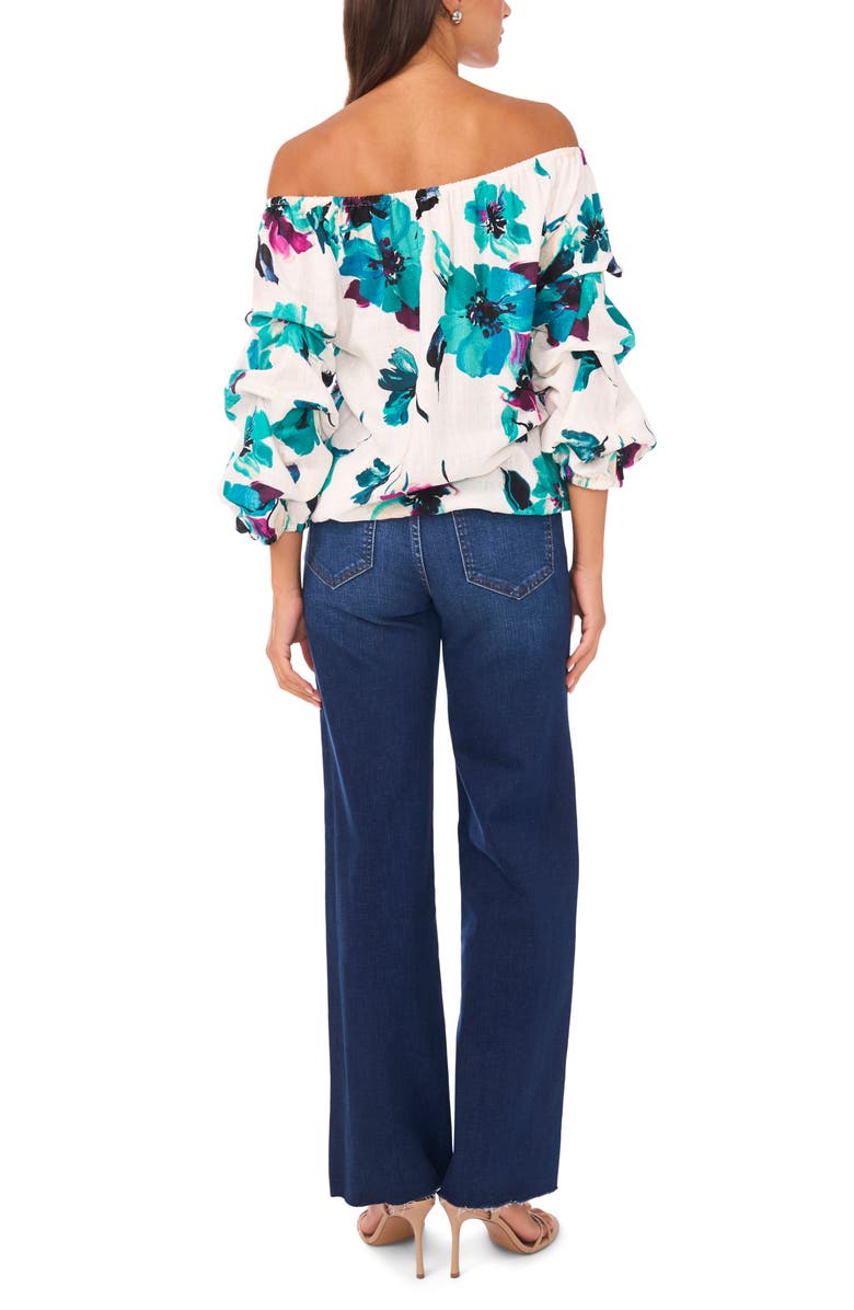 Vince Camuto Off the Shoulder Bubble Sleeve Top, Alternate, color, Jungle