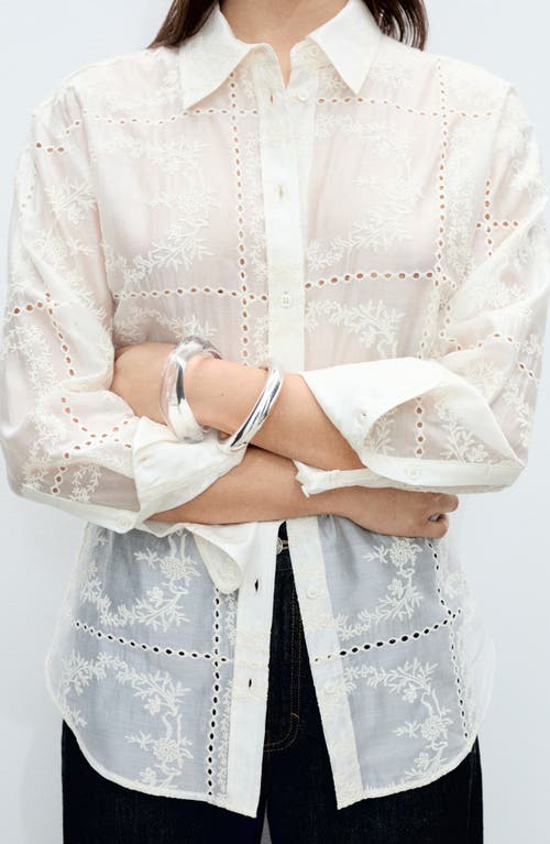 Mango Embroidered Shirt In White