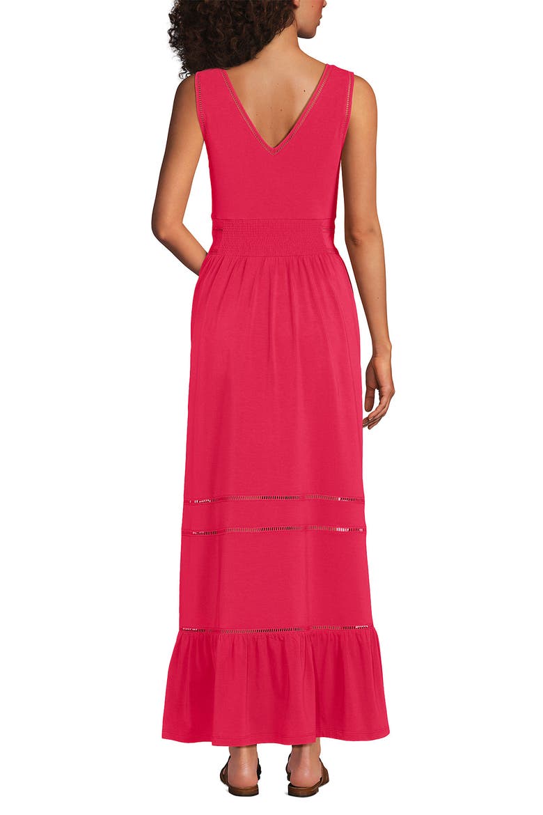 Cotton Modal Embellished Trim Maxi Dress, Alternate, color, Berry Rouge