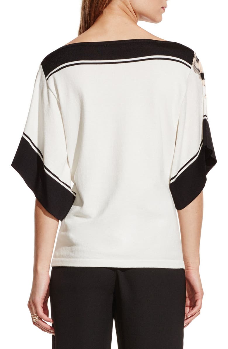 Vince Camuto Boatneck Placed Floral Print Sweater, Alternate, color, 