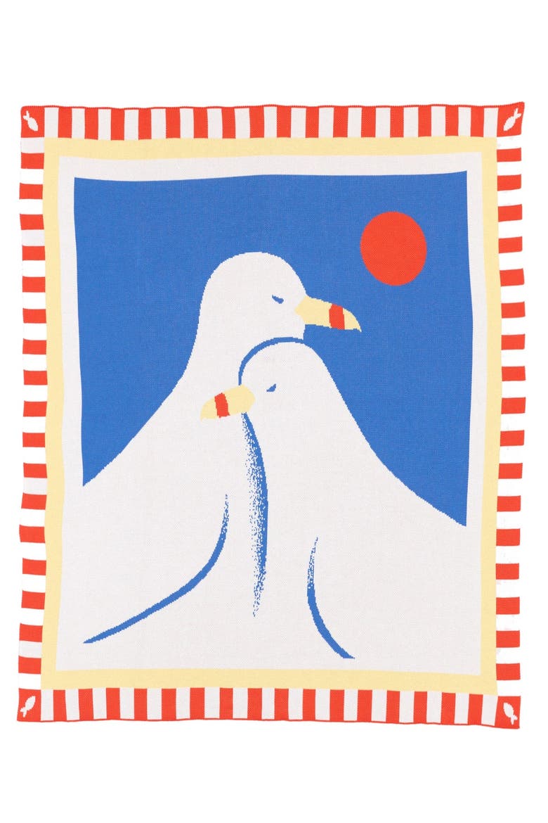 Lovebirds Knit Throw Blanket, Main, color, Sunrise