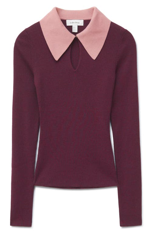 & Other Stories Keyhole Collar Rib Sweater In Red