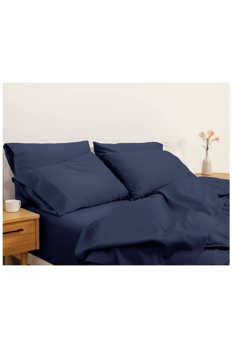 Sateen 276 Thread Count Organic Cotton Duvet Cover, Alternate, color, NAVY