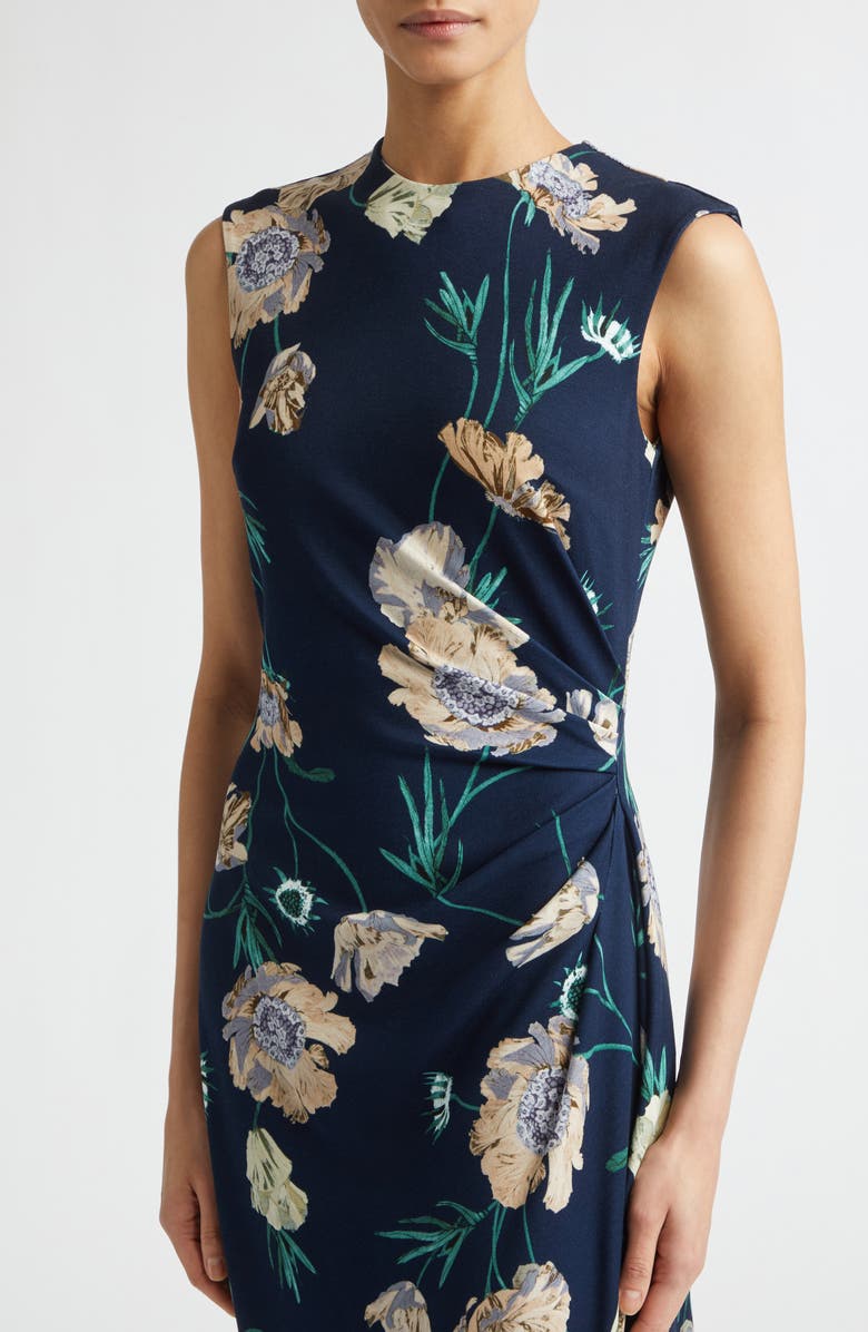 Erdem Floral Ponte Midi Dress, Alternate, color, Belle Epoque Poppy Navy