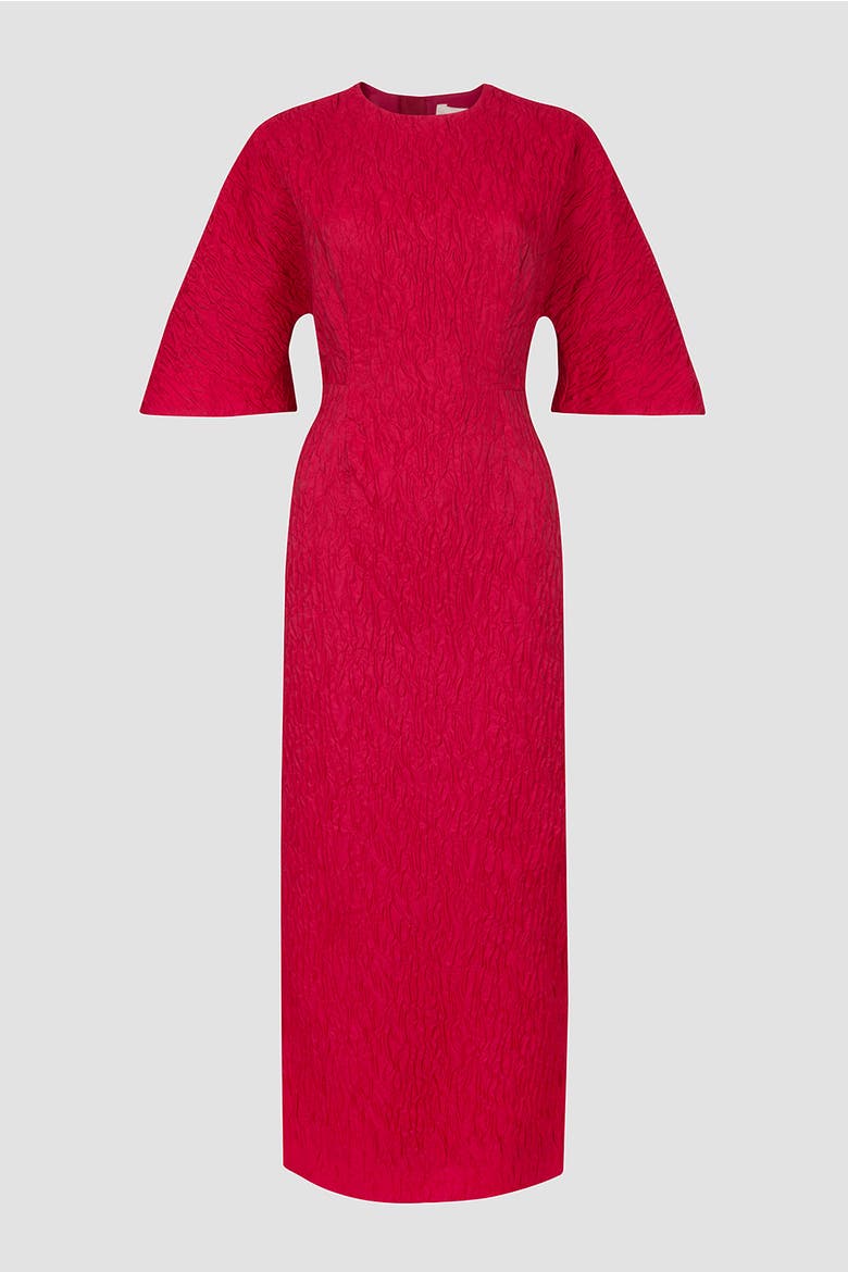 Falah Cloque Textured Midi Dress, Alternate, color, Bennett Red