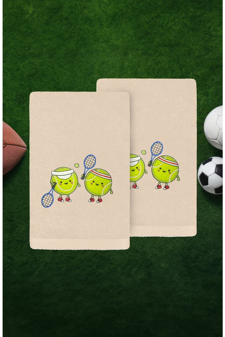2-Pack Embroidered Hand Towel, Alternate, color, SAND TENNIS