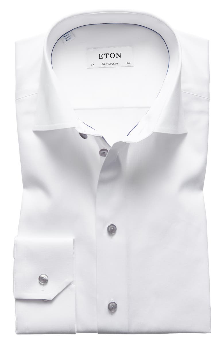 Eton Signature Contemporary Fit Cotton Twill Dress Shirt, Alternate, color,