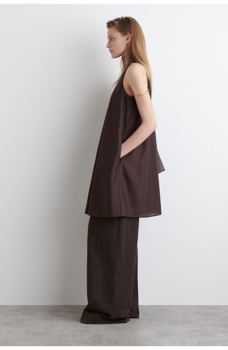 COS Fluid Halterneck Mini Dress, Alternate, color, Dark Brown