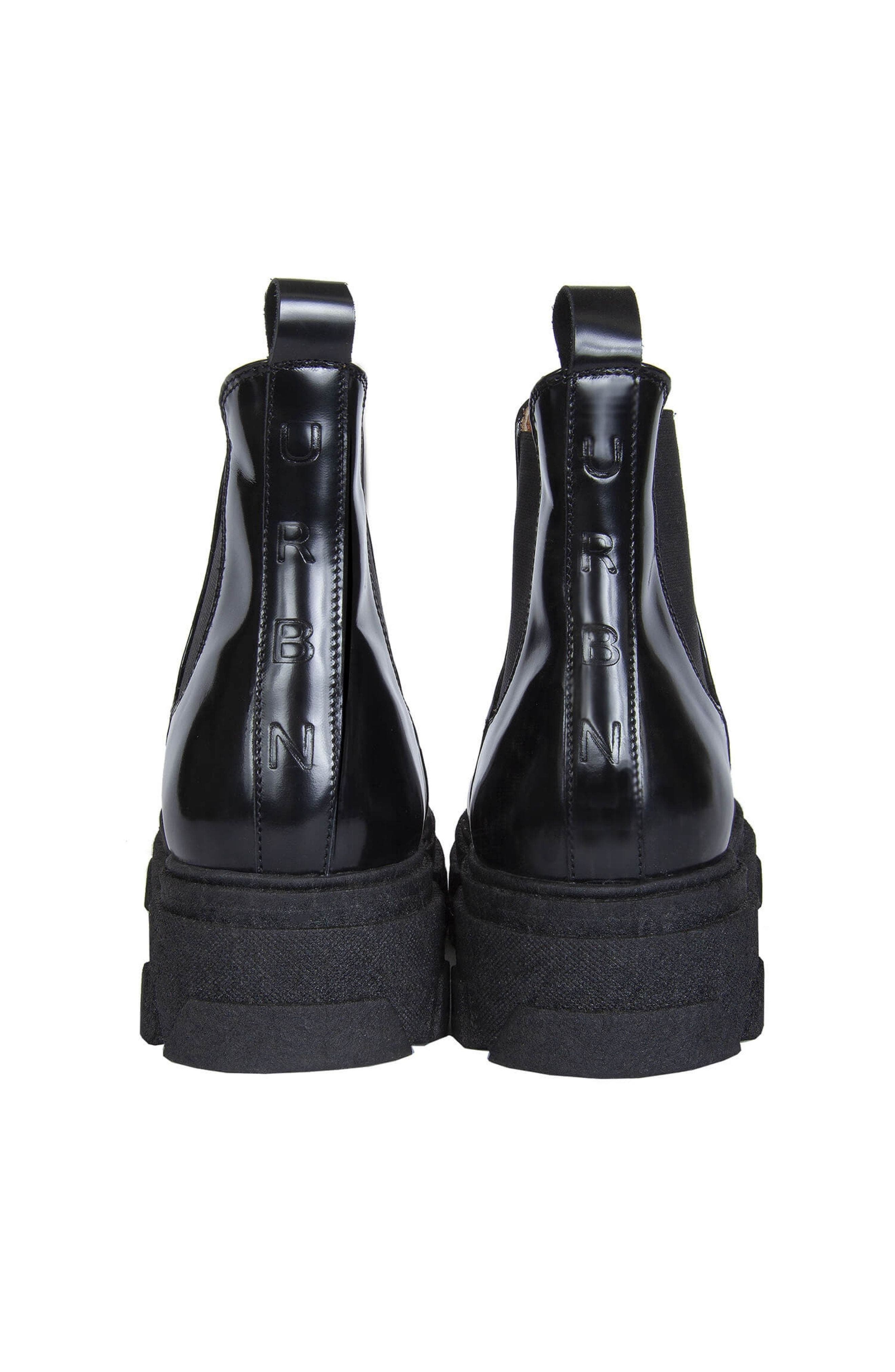 URBNKICKS Chelsea Shinny Black Leather Boots, Alternate, color, Black