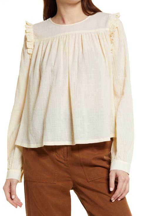 Cotton Blend Ruffle Top