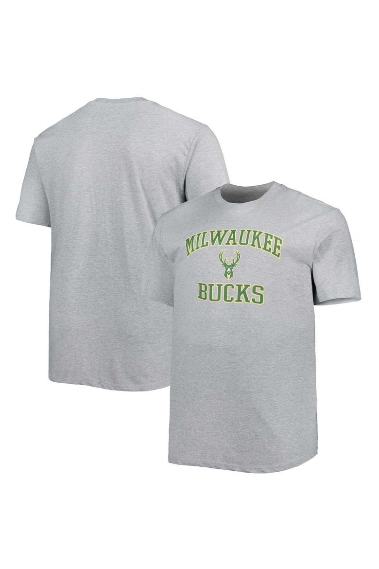 Men's Heathered Gray Milwaukee Bucks Big & Tall Heart & Soul T-Shirt, Alternate, color, Heather Gray