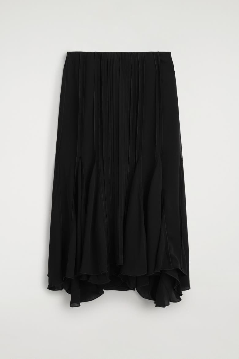 Voluminous Pleated Midi Skirt, Alternate, color, BLACK