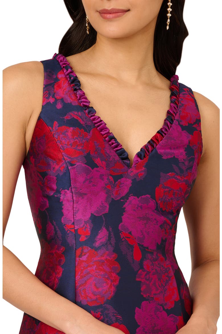 Floral Jacquard High-Low Dress, Alternate, color, NAVY MULTI