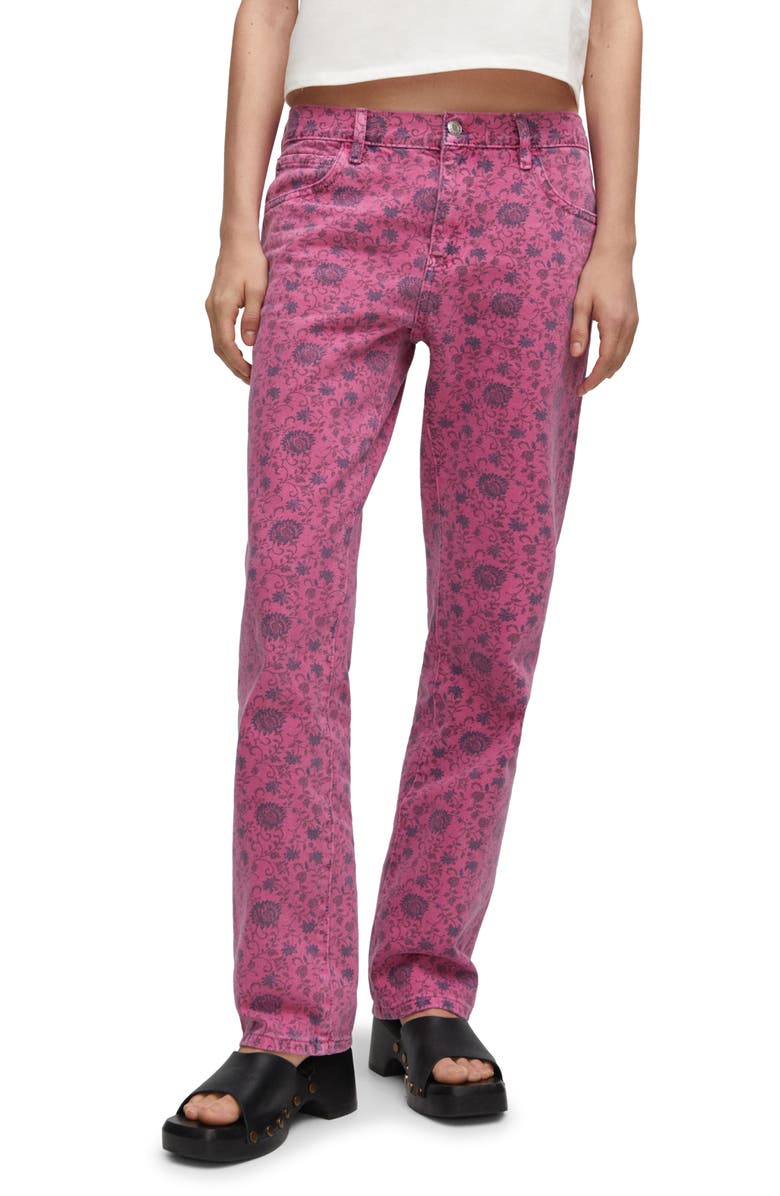 MANGO Floral Print Straight Leg Jeans, Main, color,