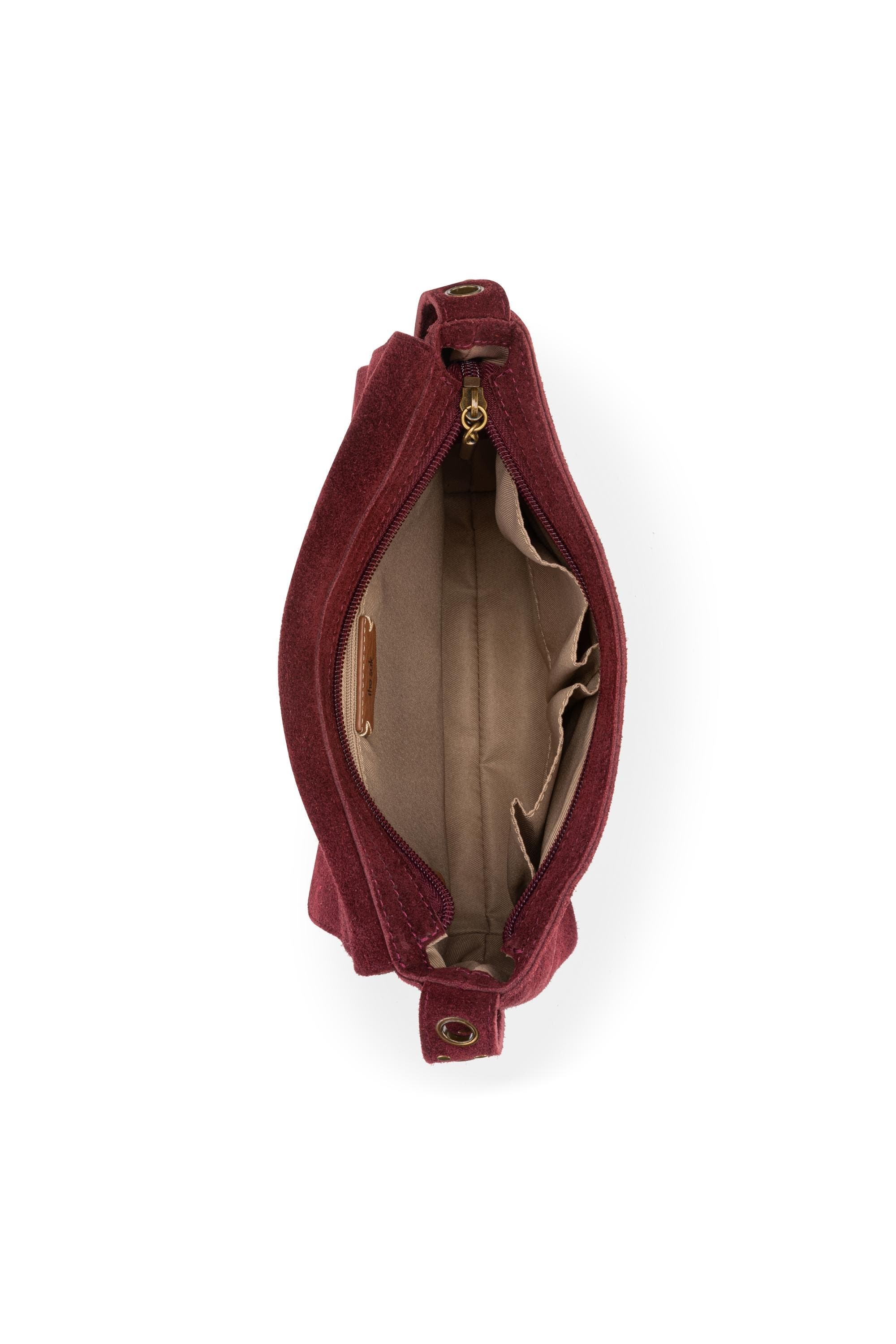 Marlow Belt Flap Shoulder, Alternate, color, Black Cherry Suede Belt