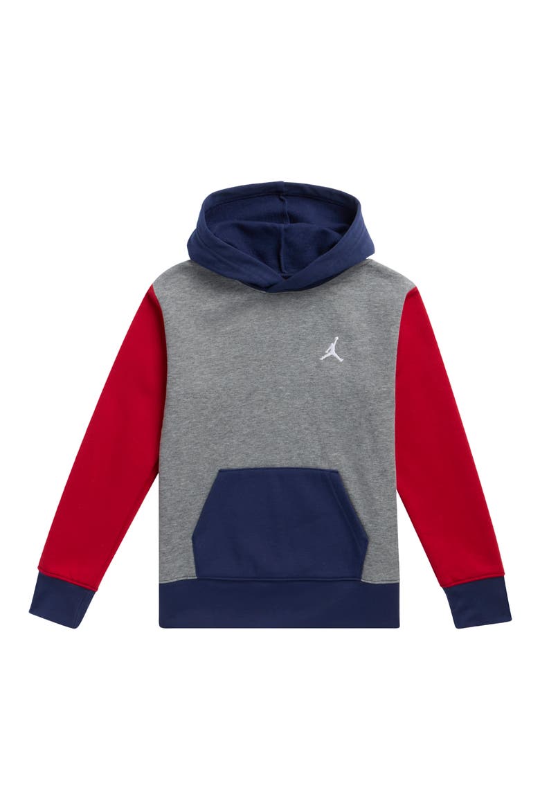 Kids' Brooklyn Fleece Hoodie, Main, color, CARBON HEATHER / GYM RED