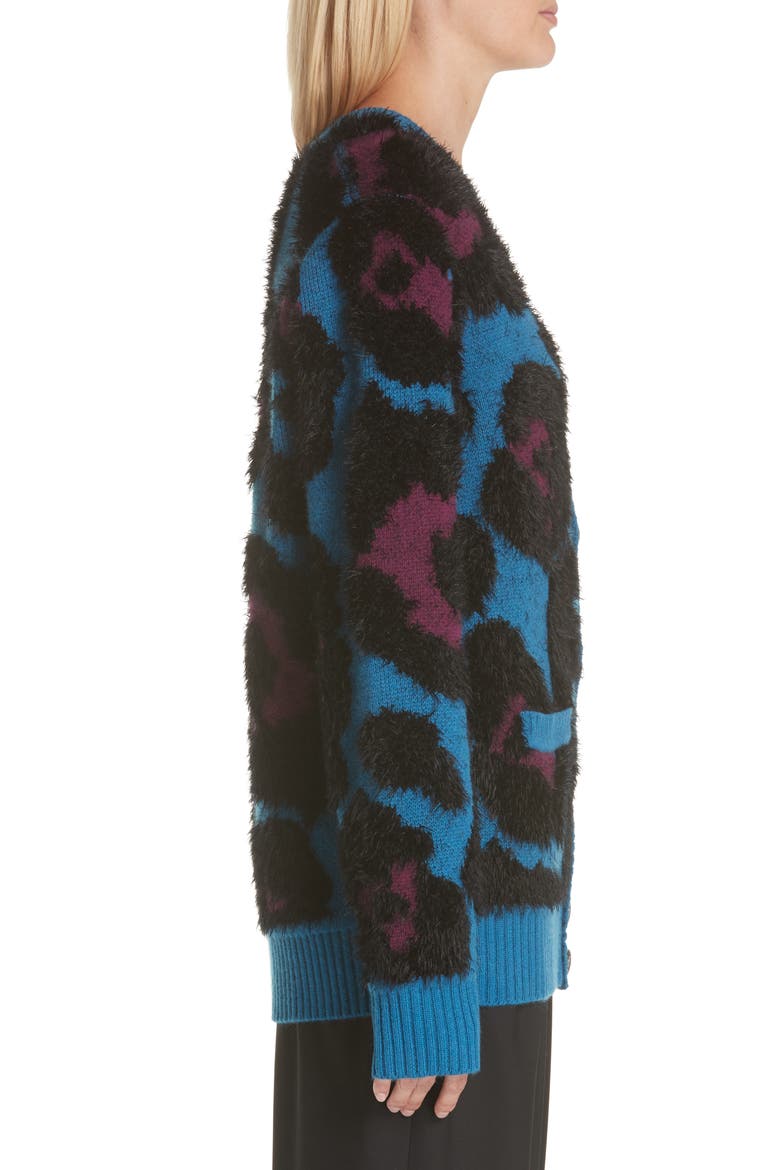 Leopard Print Cardigan, Alternate, color, TEAL MULTI