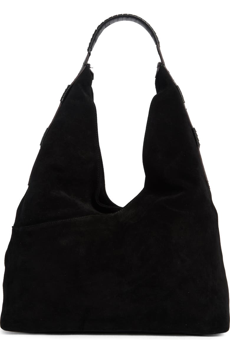 AIMEE Stardust Leather Hobo Bag, Alternate, color, Black Suede