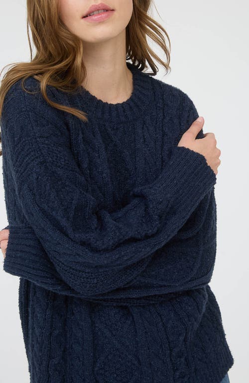 Blu Pepper Cable Stitch Crewneck Sweater In Blue