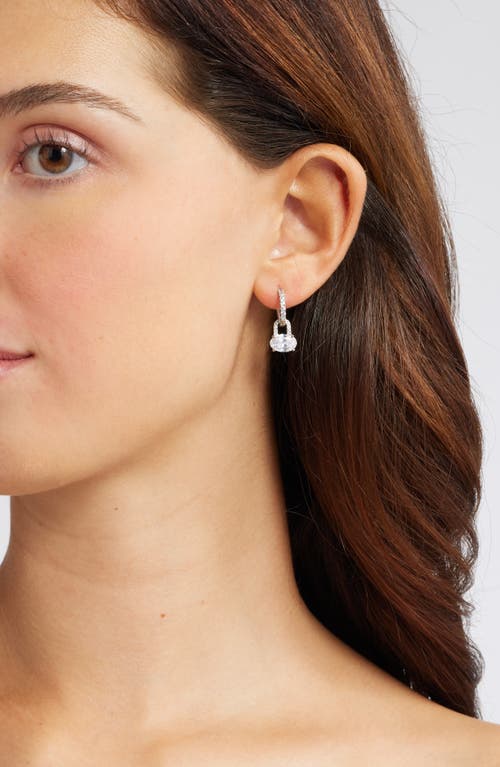 Shop Nordstrom Oval Cubic Zirconia Drop Huggie Hoop Earrings In Platinum Plated