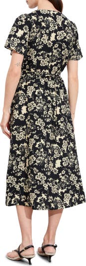 Floral Print A-Line Midi Dress