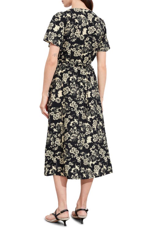 & Other Stories Floral Print A-line Midi Dress In Harper Aop Black Base