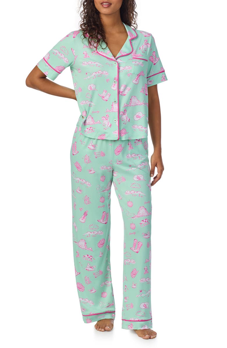 Room Service Pjs Print Pajamas, Alternate, color, Mint Print