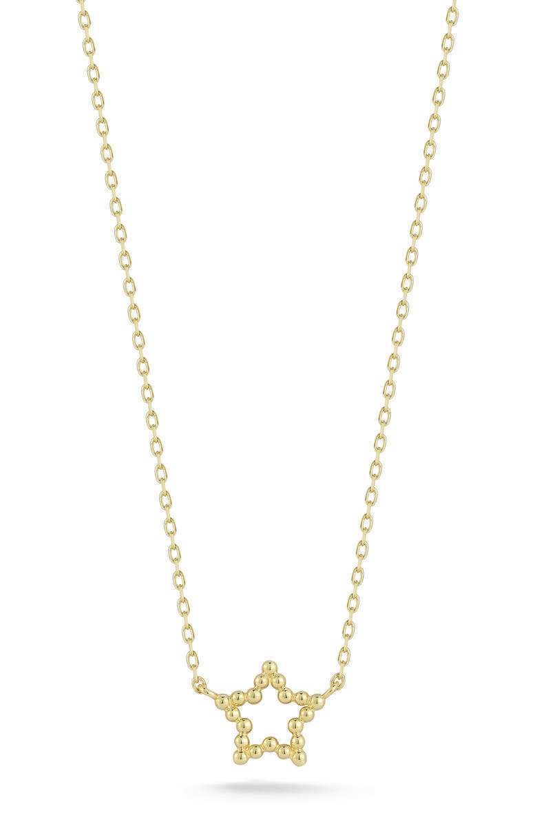 Ember Fine Jewelry Beaded Star Pendant Necklace, Main, color, Gold