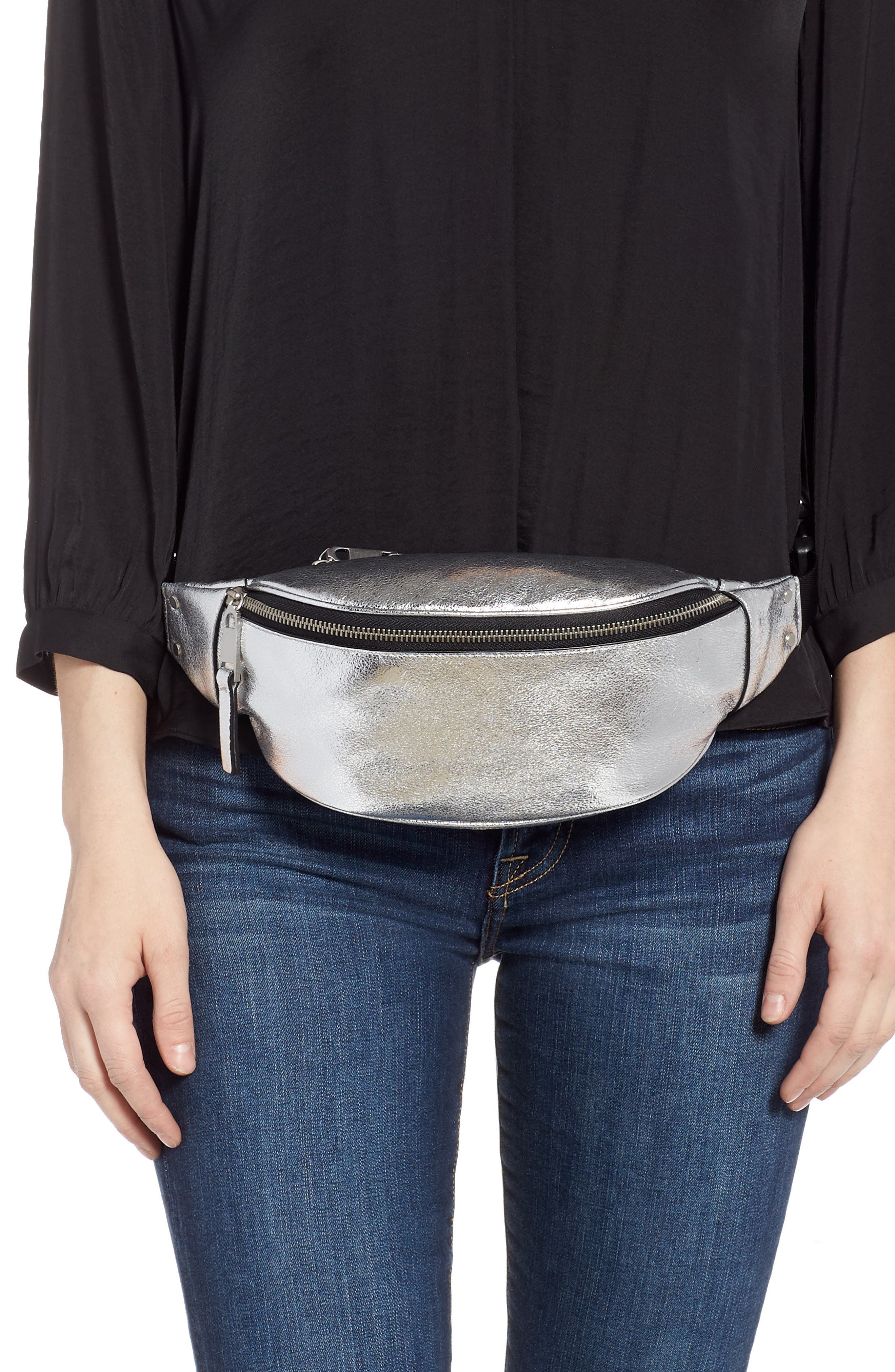 Treasure & Bond Mason Metallic Leather Belt Bag, Alternate, color, 