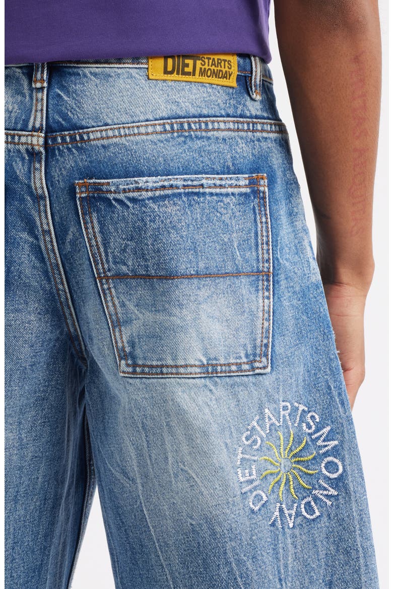 Sol Embroidered Denim Shorts, Alternate, color, INDIGO