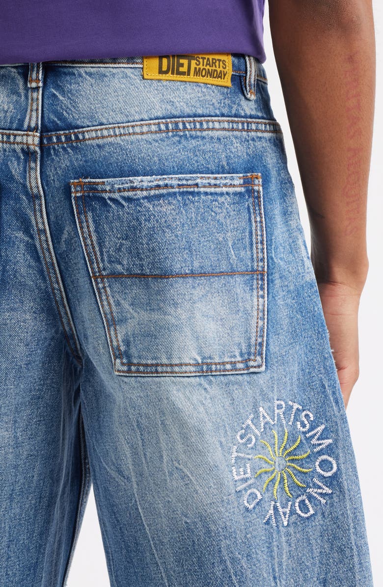 DIET STARTS MONDAY Sol Embroidered Denim Shorts, Alternate, color, Indigo