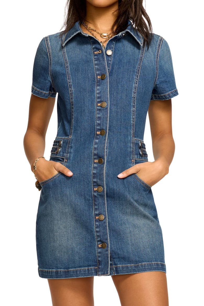 Liv Denim Minidress, Alternate, color, MEDIUM WASH