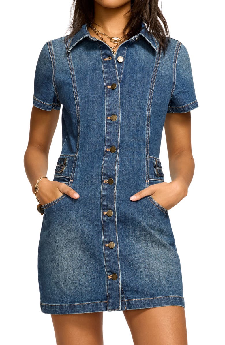Ramy Brook Liv Denim Minidress, Alternate, color, Medium Wash