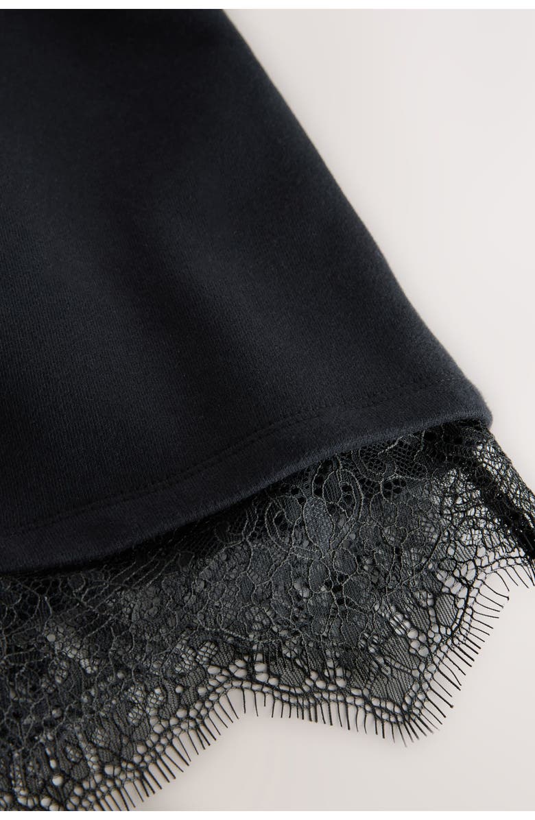 smALLSAINTS by ALLSAINTS Kids' Lee Lace Trim Long Sleeve Sweatshirt Dress, Alternate, color, Black