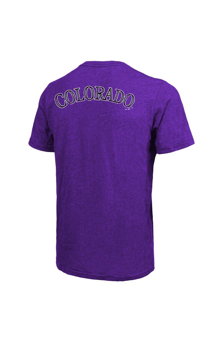 Majestic Threads Men's Majestic Threads Purple Colorado Rockies Throwback Logo Tri-Blend T-Shirt, Alternate, color,