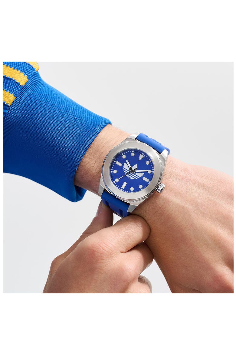 The Discoverer One Blue Silicone Strap Watch, 44mm, Alternate, color, BLUE