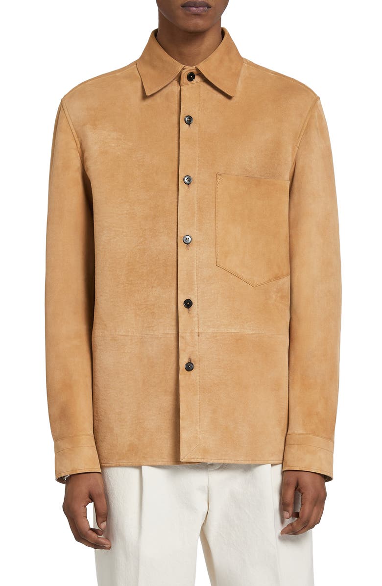 ZEGNA Men's Suede Button-Up Shirt, Main, color, 